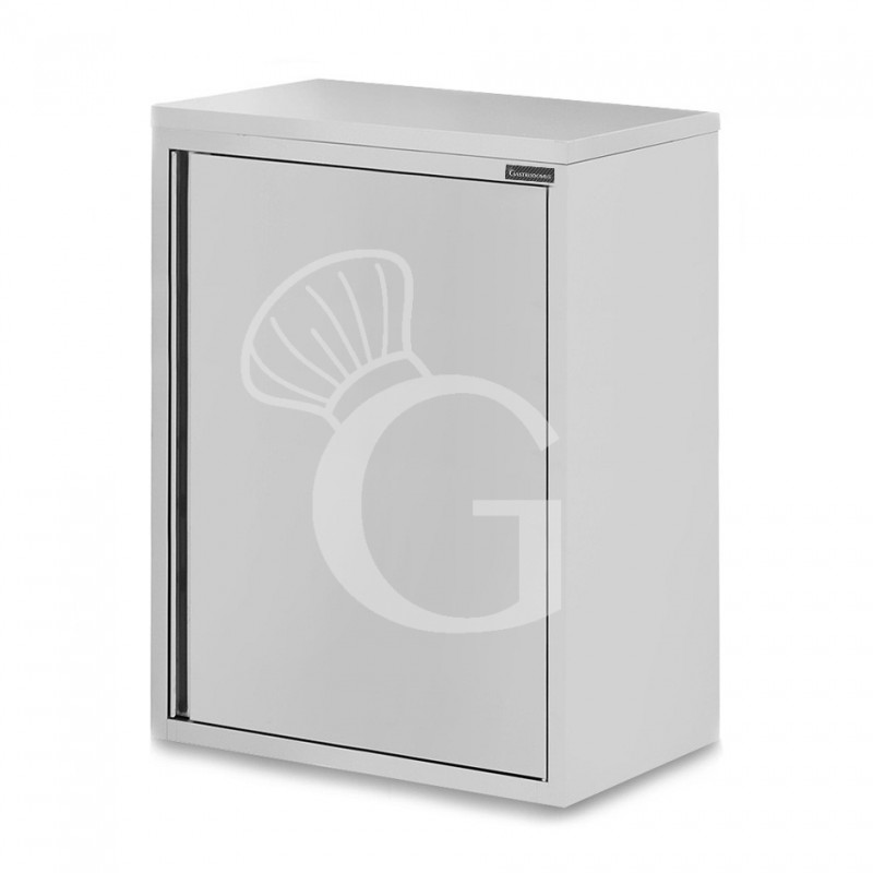 Armario de pared de acero inoxidable con 1 puerta batiente y 2 estantes, L 500 mm x P 400 mm x A 1000 mm