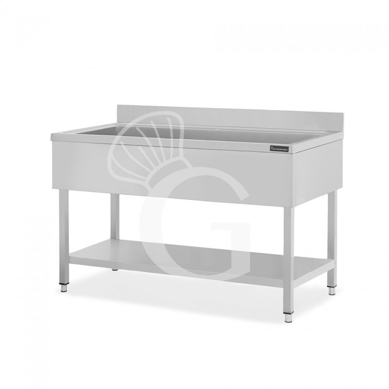 Fregadero de acero inoxidable con 1 estante, peto, 1 cuba L 1600 mm x P 700 mm x A 950 mm