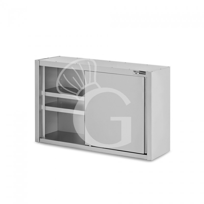 Armario de pared con puertas correderas de acero inoxidable con 1 estante, L 1100 mm x P 400 mm x A 800 mm