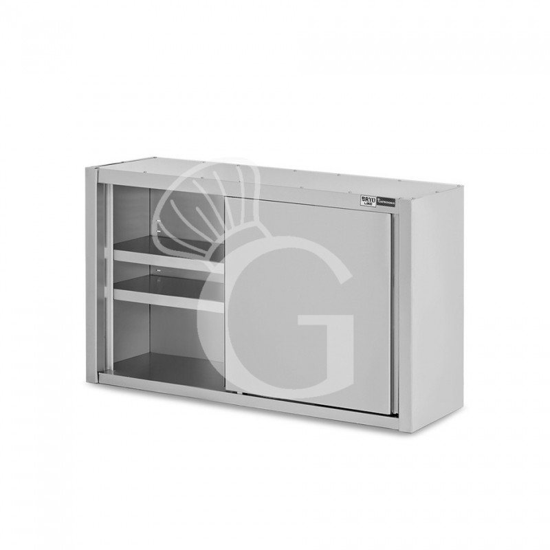 Armario de pared con puertas correderas de acero inoxidable con 1 estante, L 1200 mm x P 400 mm x A 800 mm