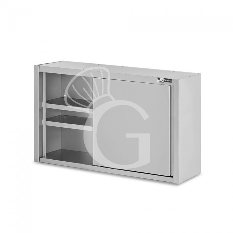 Armario de pared con puertas correderas de acero inoxidable con 1 estante, L 1300 mm x P 400 mm x A 800 mm