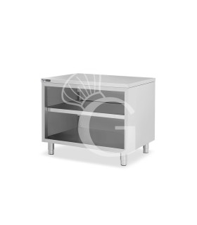 Mesa contrabarra de acero inoxidable con 2 estantes L 1000 mm x P 600 mm x A 865 mm