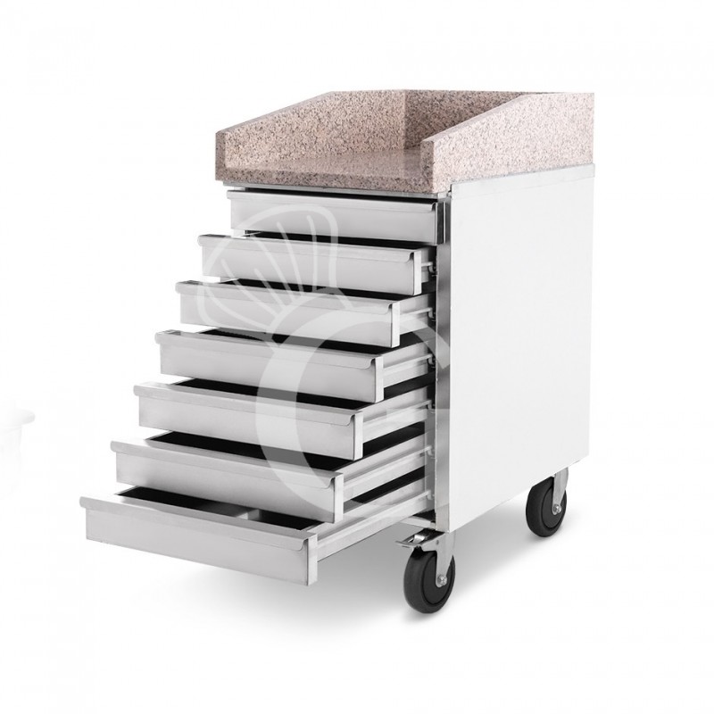 Cajonera de acero inoxidable para cajas de masa de pizza