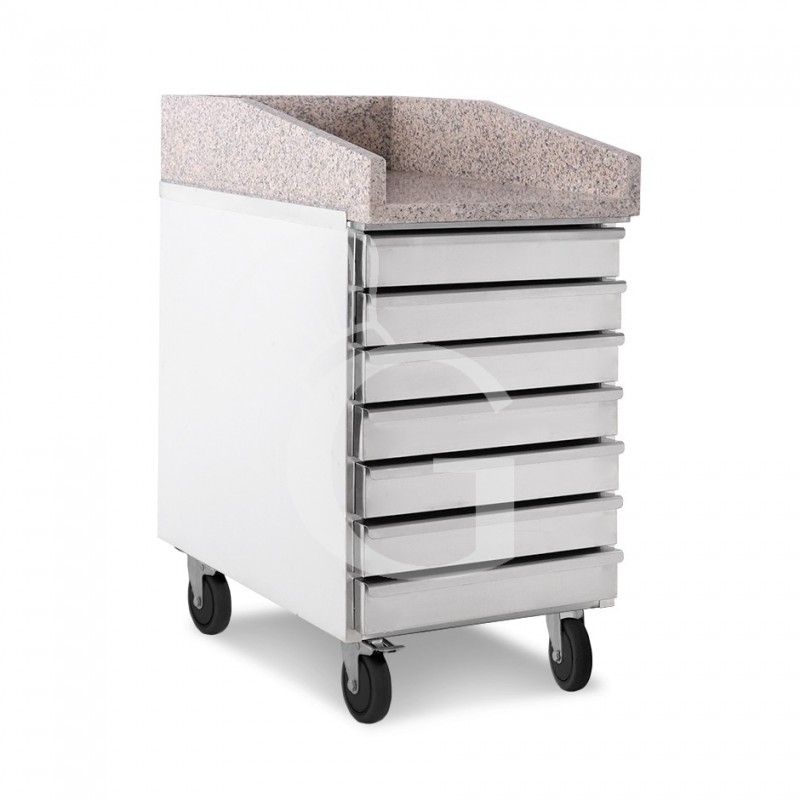 Cajonera de acero inoxidable para cajas de masa de pizza