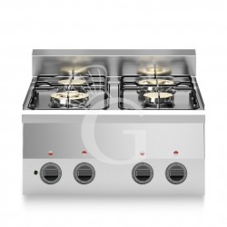 Cocina a gas de sobremesa 4 fuegos, 600 mm de profundidad, potenciada