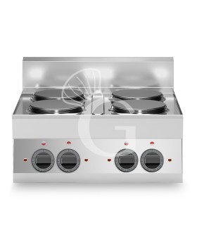 Cocina de sobremesa eléctrica 4 placas, 650 mm de profundidad