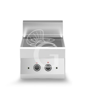 Cocina de sobremesa en vitrocerámica eléctrica 2 placas, 650 mm de profundidad