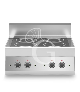 Cocina de sobremesa en vitrocerámica eléctrica 4 placas, 650 mm de profundidad