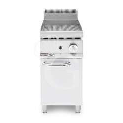 Fry top a gas en armario cerrado con una sola placa acanalada