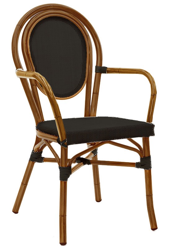 Silla con estructura de aluminio, asiento y respaldo en textileno