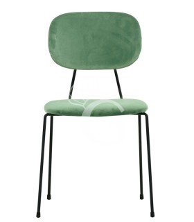 Silla con estructura de metal pintado y tapicería de terciopelo