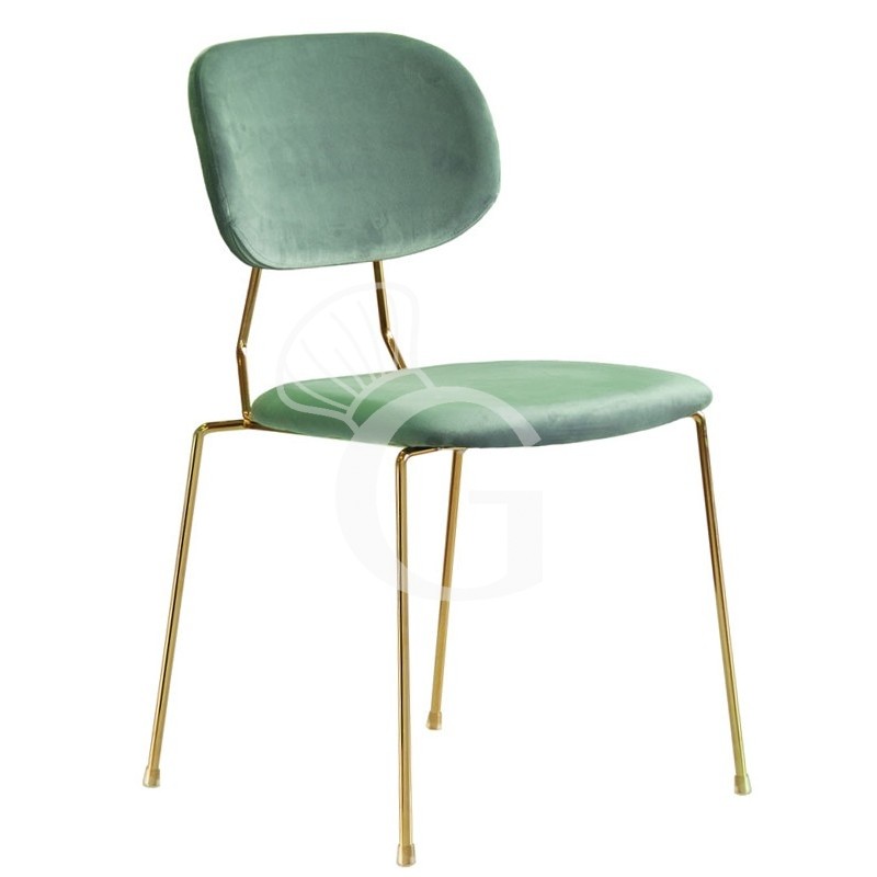 Silla con estructura de latón y tapicería de terciopelo
