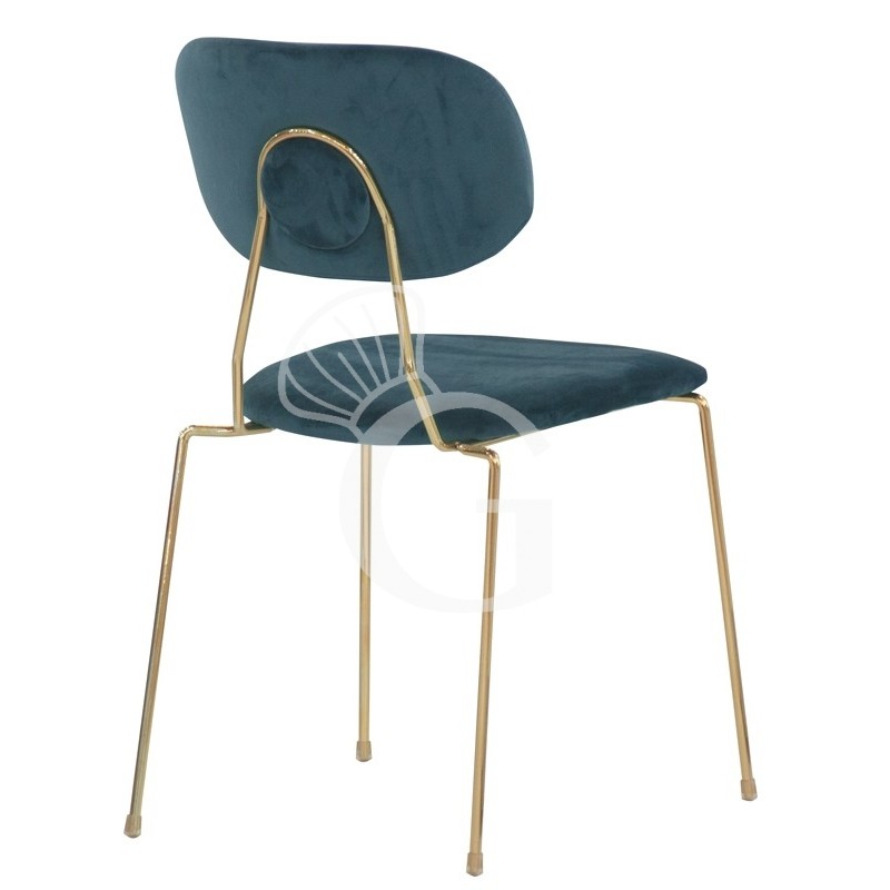 Silla con estructura de latón y tapicería de terciopelo