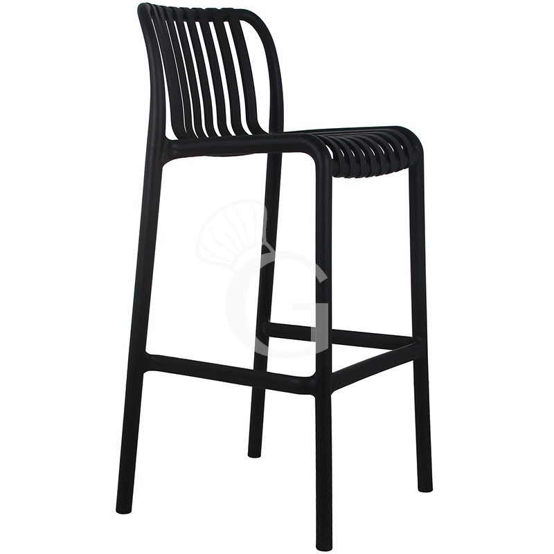 Taburete con estructura de polipropileno. Dimensiones L 400 mm x P 380 mm x H 1010 mm.