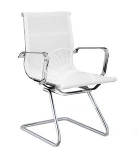 Silla con estructura de aluminio y acero cromado, asiento y respaldo de textileno