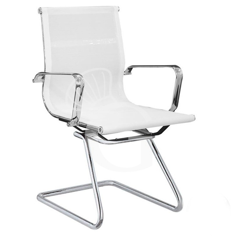 Silla con estructura de aluminio y acero cromado, asiento y respaldo de textileno