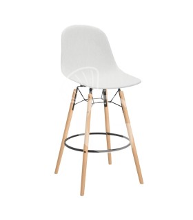 Taburete con estructura de madera y metal, asiento de polipropileno. Dimensiones L 440 mm x P 400 mm x H 1120 mm