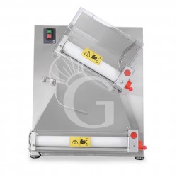 Extendedora de pizzas de acero inoxidable con rodillos inclinados de POM para pizzas de 10/40 cm de diámetro y pedal eléctrico