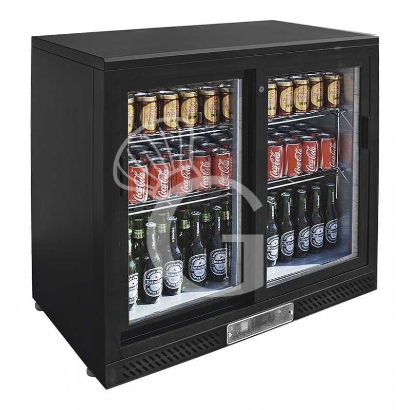 Vitrina refrigerada horizontal ventilada para bebidas con 2 puertas correderas 202 LT +2°C/+8°C