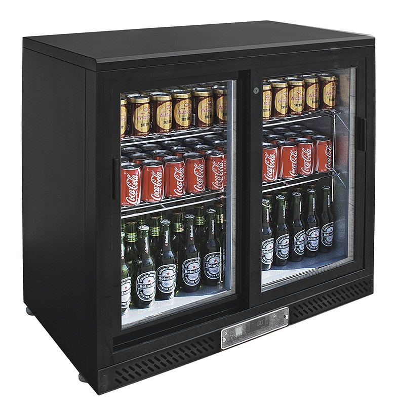 Vitrina refrigerada horizontal ventilada para bebidas con 2 puertas correderas 202 LT +2°C/+8°C