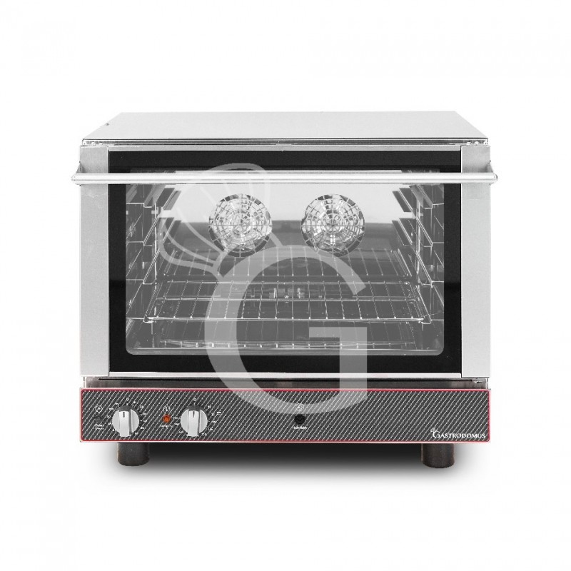 Horno eléctrico , con humidificador, mandos mecánicos, puerta abatible, monofásico para 4 bandejas 600 x 400 mm o GN1/1