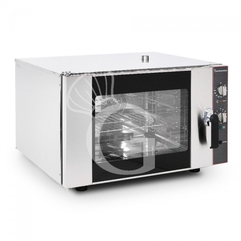 Horno eléctrio convección con humidificador, puerta apertura lateral, mandos mecánicos, trifásico, 4 bandejas 600x400 mm o GN1/1