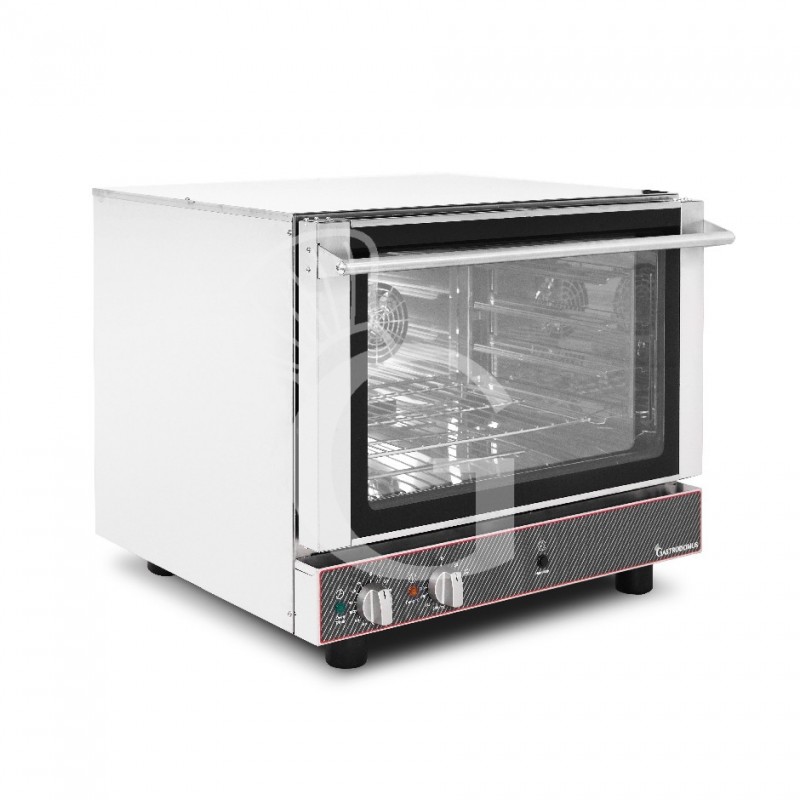 Horno eléctrico , con humidificador, mandos mecánicos, puerta abatible, monofásico para 4 bandejas 600 x 400 mm o GN1/1