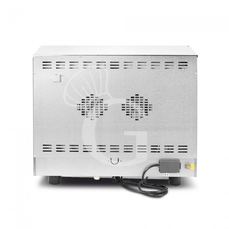 Horno eléctrico , con humidificador, mandos mecánicos, puerta abatible, monofásico para 4 bandejas 600 x 400 mm o GN1/1