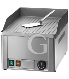 Fry top eléctrico de sobremesa, placa acanalada cromada 3000 W