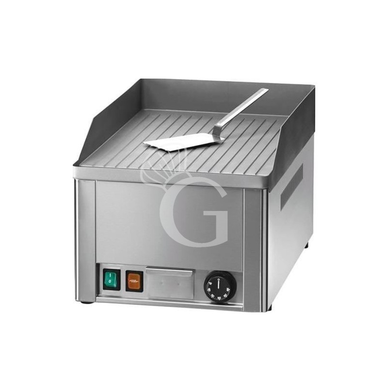 Fry top eléctrico de sobremesa, placa acanalada cromada 3000 W