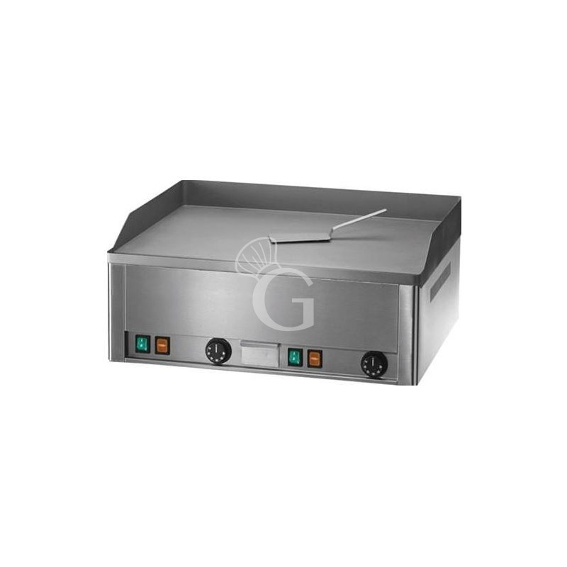 Fry top eléctrico de sobremesa, doble placa lisa cromada 6000 W Trifásico