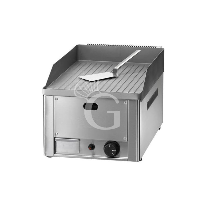 Fry top de gas de sobremesa, una placa de acero acanalado cromado de 4000 W