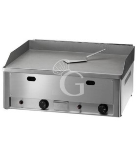Fry top de gas de sobremesa, doble placa lisa cromada 8000 W