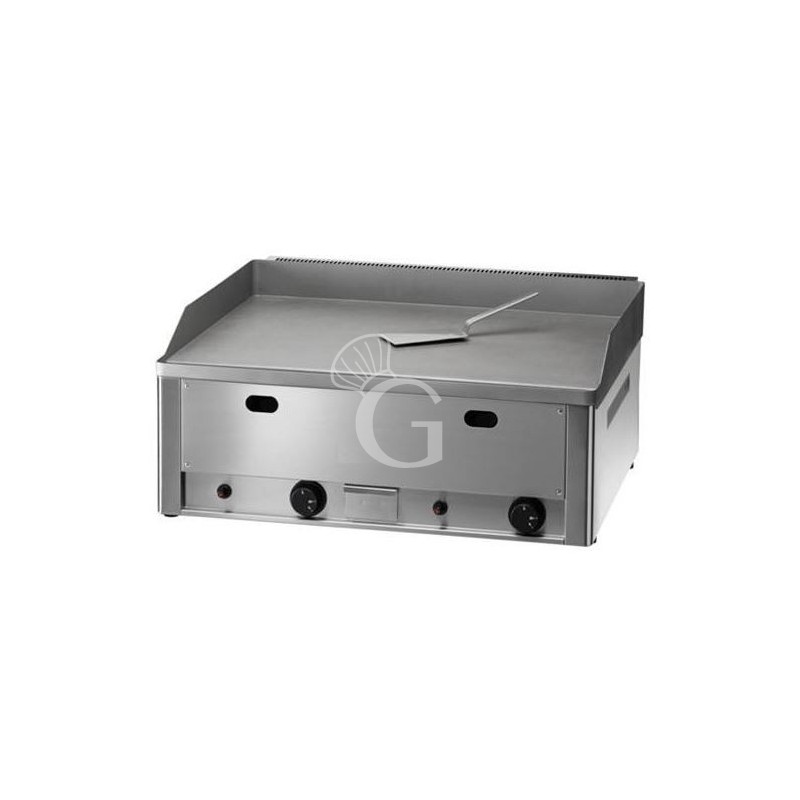 Fry top de gas de sobremesa, doble placa lisa cromada 8000 W