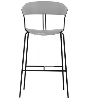 Taburete con estructura de metal pintado y asiento en polipropileno