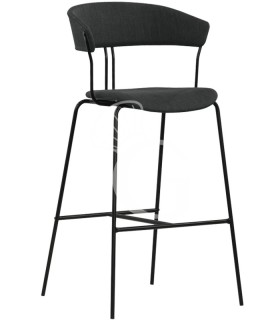 Taburete con estructura de metal pintado y tapizado en tejido