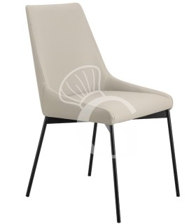 Silla con estructura de metal pintado y tapizado en tejido o ecopiel