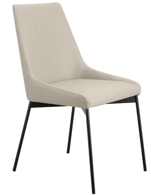 Silla con estructura de metal pintado y tapizado en tejido o ecopiel