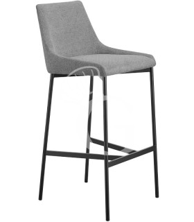 Silla con estructura de metal pintado y asiento y respaldo tapizados en tejido o ecopiel