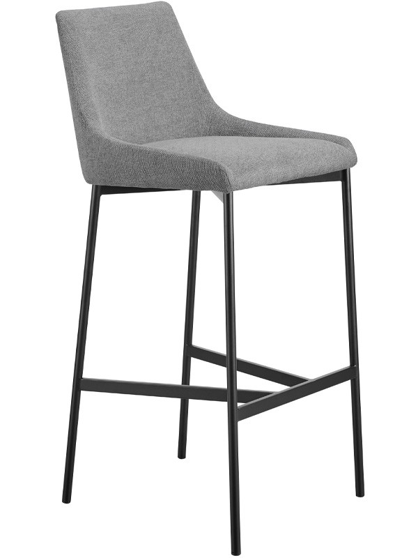 Silla con estructura de metal pintado y asiento y respaldo tapizados en tejido o ecopiel
