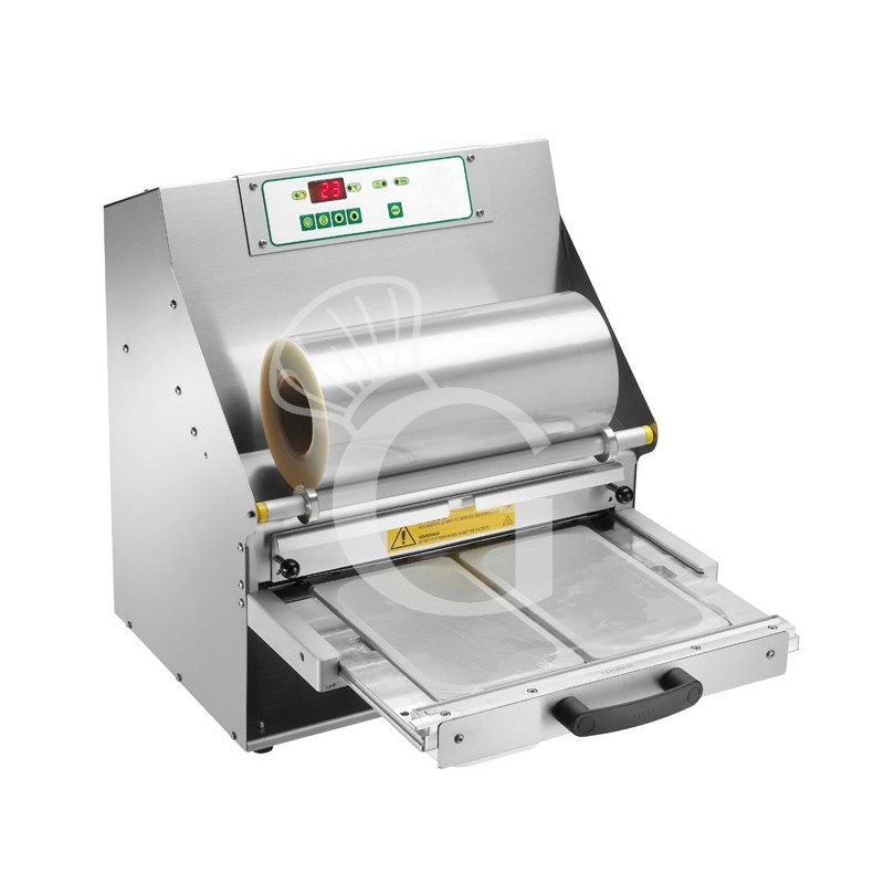 Termoselladora automática de acero inoxidable ancho del film 380 mm L 460 mm x P 510 mm x A 555 mm 1,5 Kw