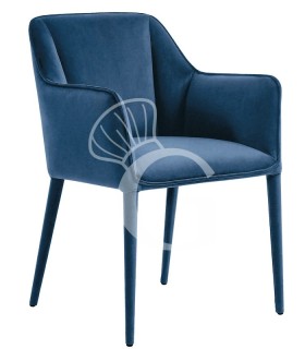 Silla con estructura de metal, asiento y respaldo acolchados y tapizado en terciopelo