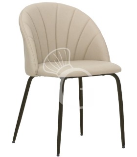 Silla con estructura en metal pintado, asiento y respaldo acolchados y revestimiento en ecopiel, con patas regulables