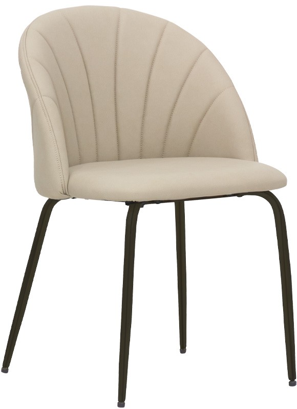 Silla con estructura en metal pintado, asiento y respaldo acolchados y revestimiento en ecopiel, con patas regulables
