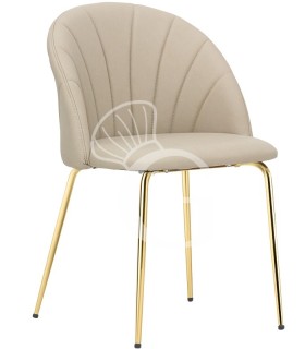 Silla con estructura de metal pintado, asiento y respaldo acolchados, y revestimiento en polipiel, con patas regulables