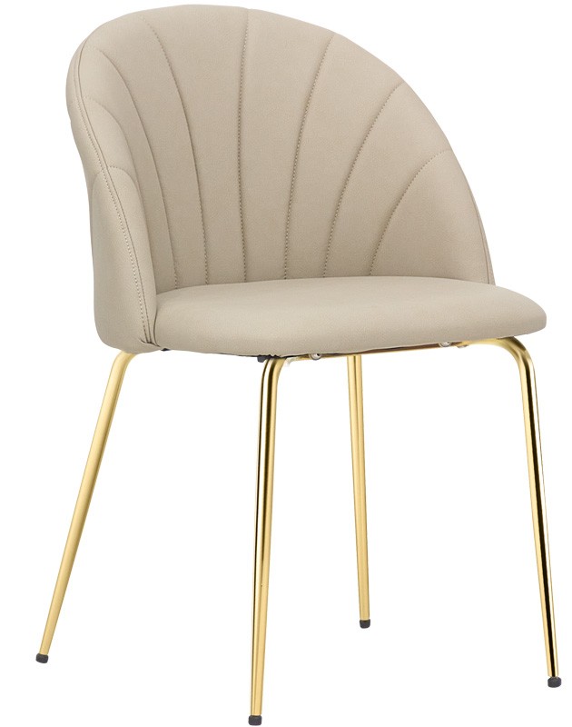 Silla con estructura de metal pintado, asiento y respaldo acolchados, y revestimiento en polipiel, con patas regulables