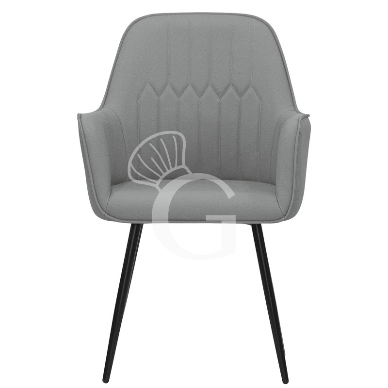 Silla con estructura de metal pintado, carcasa acolchada y tapizado en ecopiel o tejido