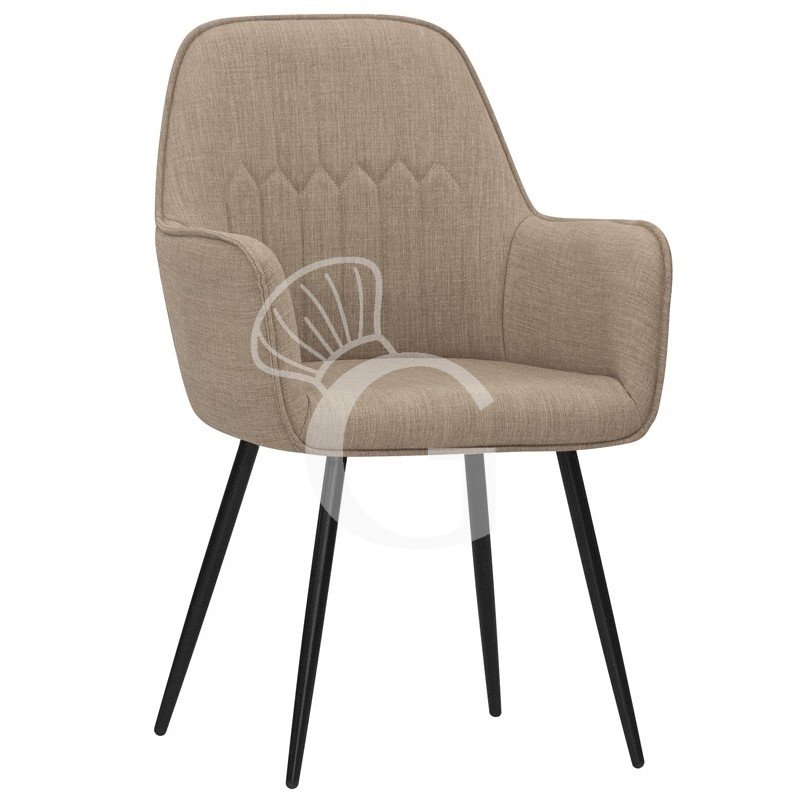 Silla con estructura de metal pintado, carcasa acolchada y tapizado en ecopiel o tejido