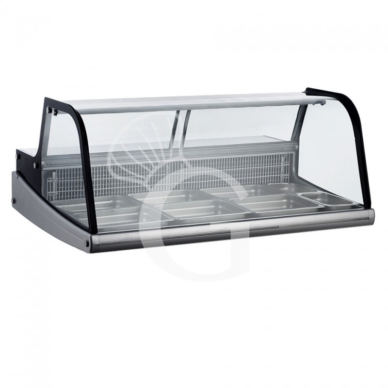 Expositor refrigerado ventilado exterior negro e inox, capacidad 255L  luz interior LED.