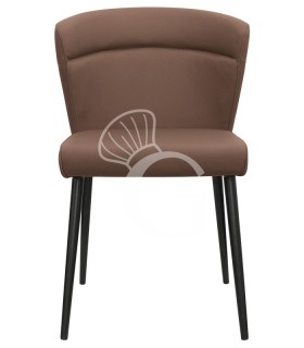 Silla de metal pintado, asiento y respaldo acolchados, revestimiento en tejido o ecopiel